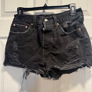 Levi's Black Distressed Jean Shorts
